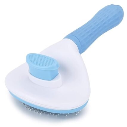 An ergonomic undercoat brush for dogs, designed to remove loose fur and promote coat health.